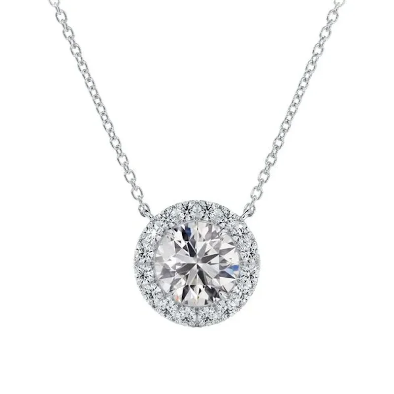 Women’s layered necklace-De Beers Forevermark Center of My Universe Floral Halo Diamond Pendant (0.51ctw)