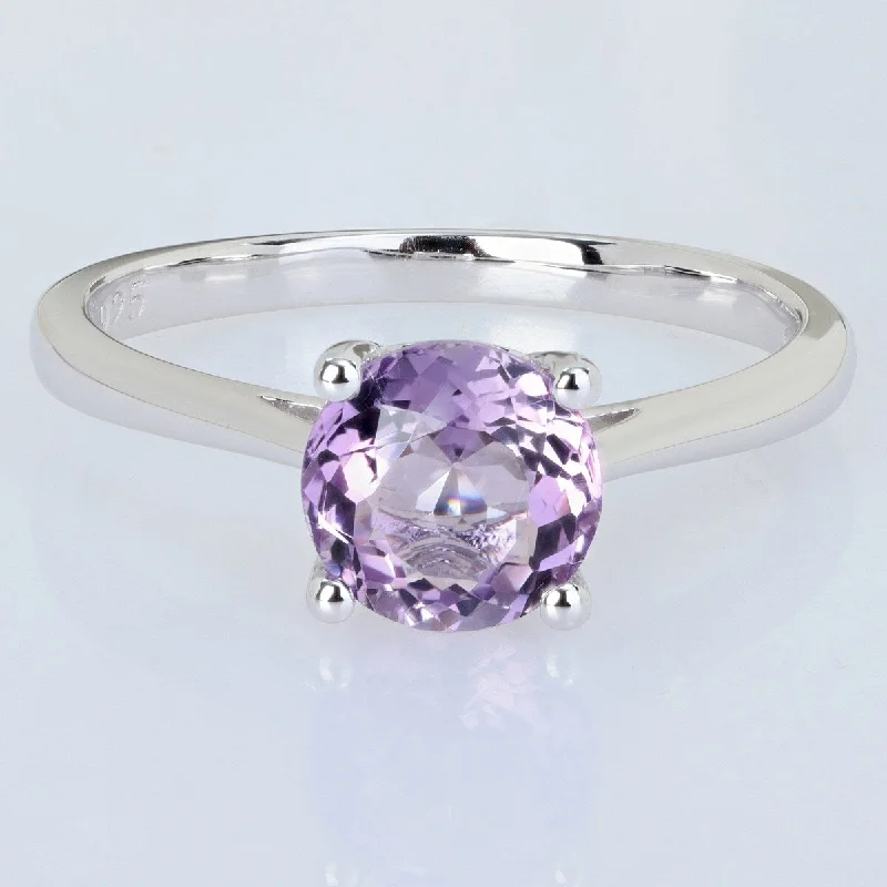 Women’s diamond-studded ring-Miadora 1 1/3ct TGW Amethyst Solitaire Ring Sterling Silver