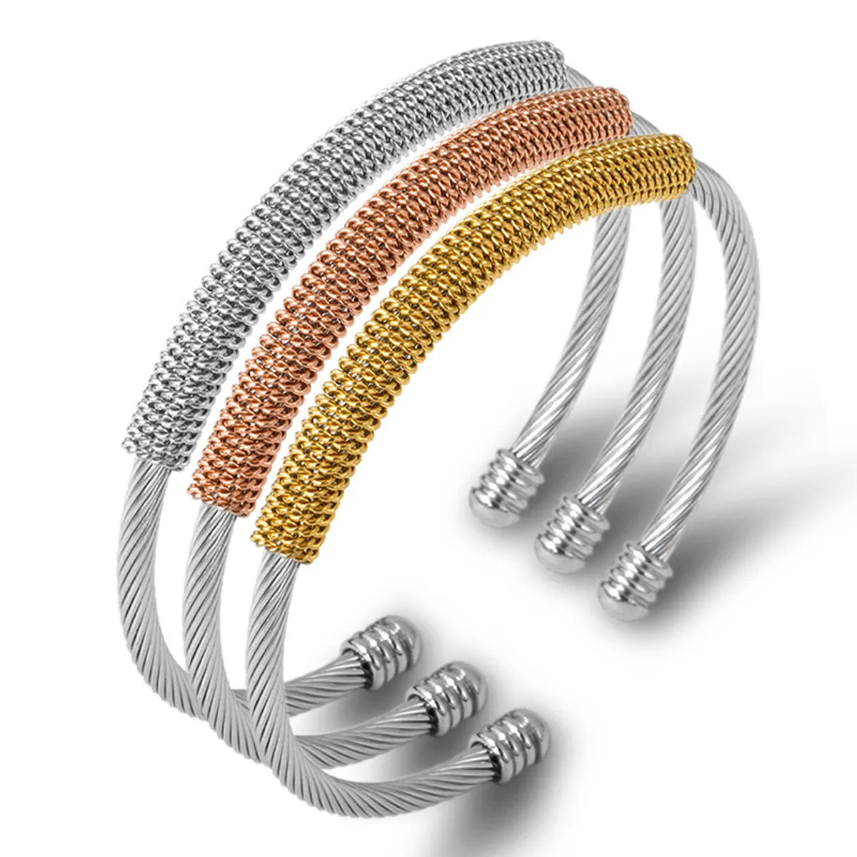 Women’s fine bracelet-Commute Color Block Stainless Steel Gold Plated Bangle In Bulk