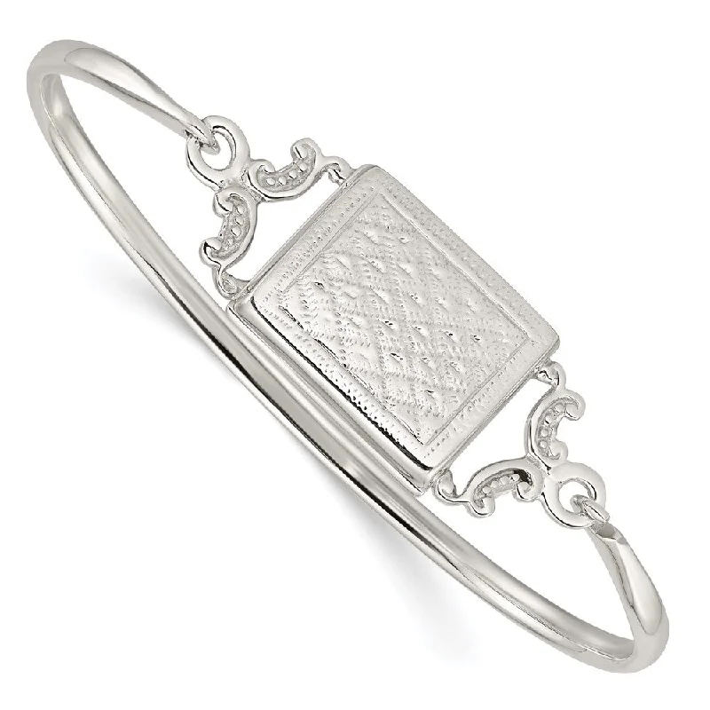 Women’s leather bangle-Sterling Silver Polished Rectangular 20mm Locket Bangle-WBC-QB1210