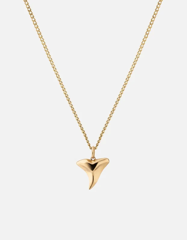 Women’s crystal-studded necklace-Shark Tooth Necklace, Gold Vermeil