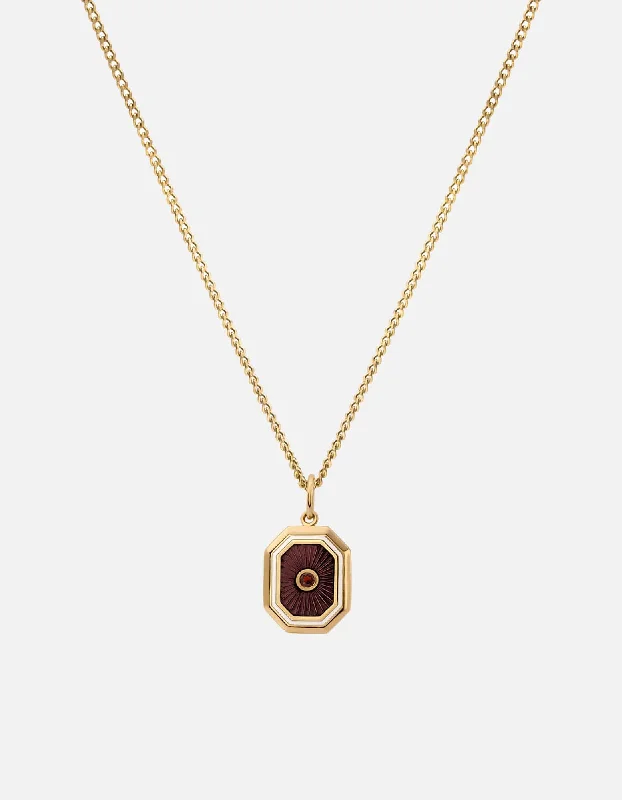 Women’s long pendant necklace-Umbra Garnet Necklace, Gold Vermeil/Red