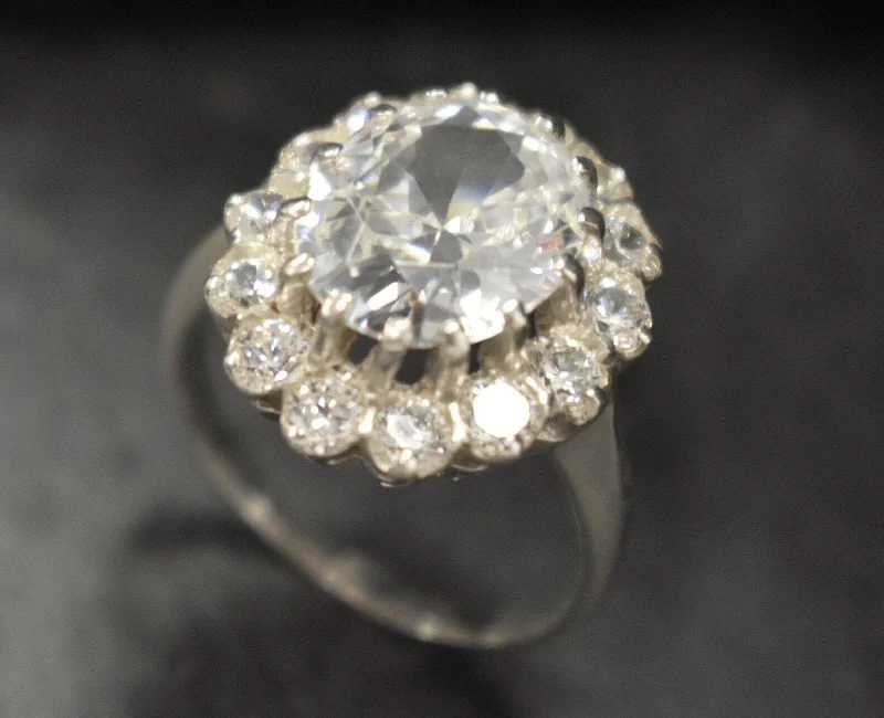 Women’s one-of-a-kind engagement rings-Diamond Victorian Ring - Princess Diana Ring - Statement Diamond Ring