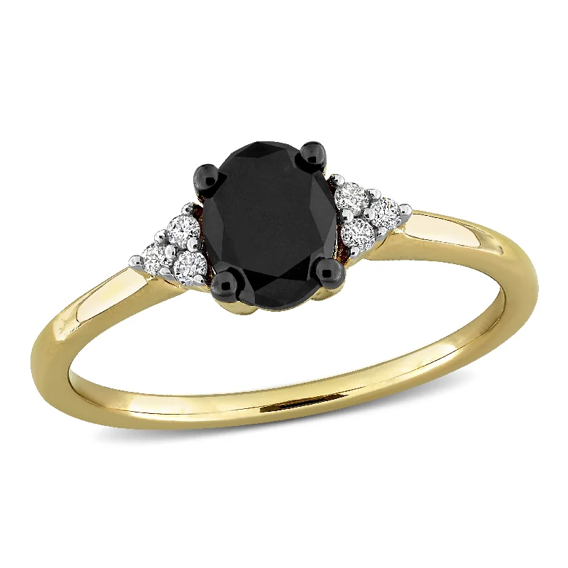 Women’s bold diamond ring-Miadora 1ct TW Black and White Diamond Ring in 14k Yellow Gold