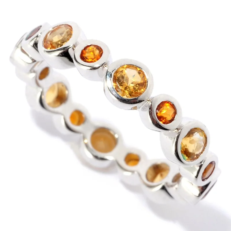 Women’s anniversary ring-925 Sterling Silver Citrine and Madeira Citrine Gemstone Band Ring