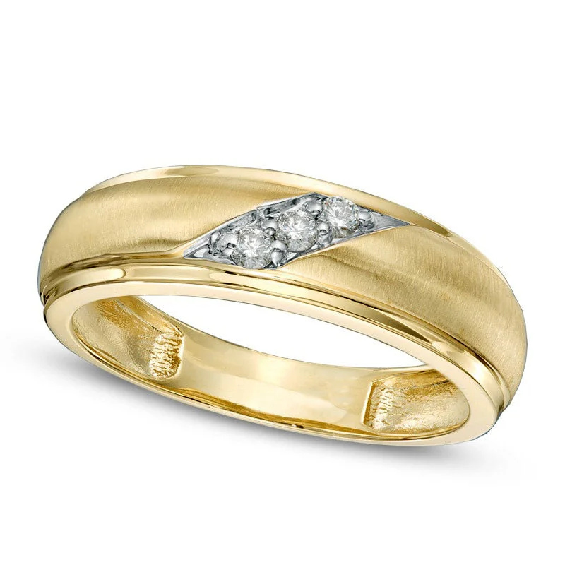 Women’s vintage-inspired engagement rings-Men's 0.13 CT. T.W. Natural Diamond Ring in Solid 10K Yellow Gold