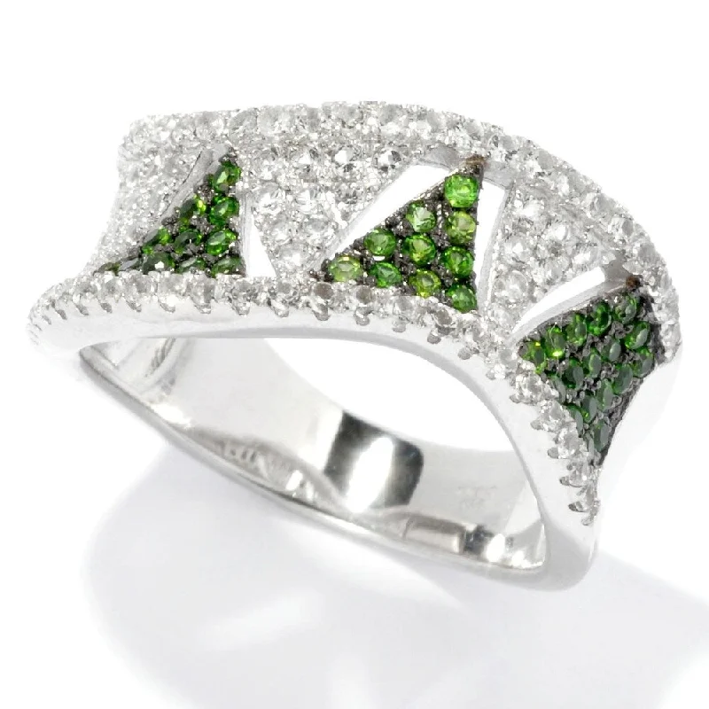 Women’s infinity band ring-Sterling Silver 0.77Ctw Chrome Diopside Band Ring