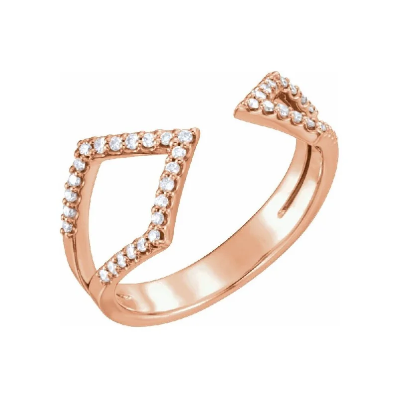 Women’s eternity diamond ring-14K Rose Gold 1/5 CTW Diamond Geometric Ring for Women