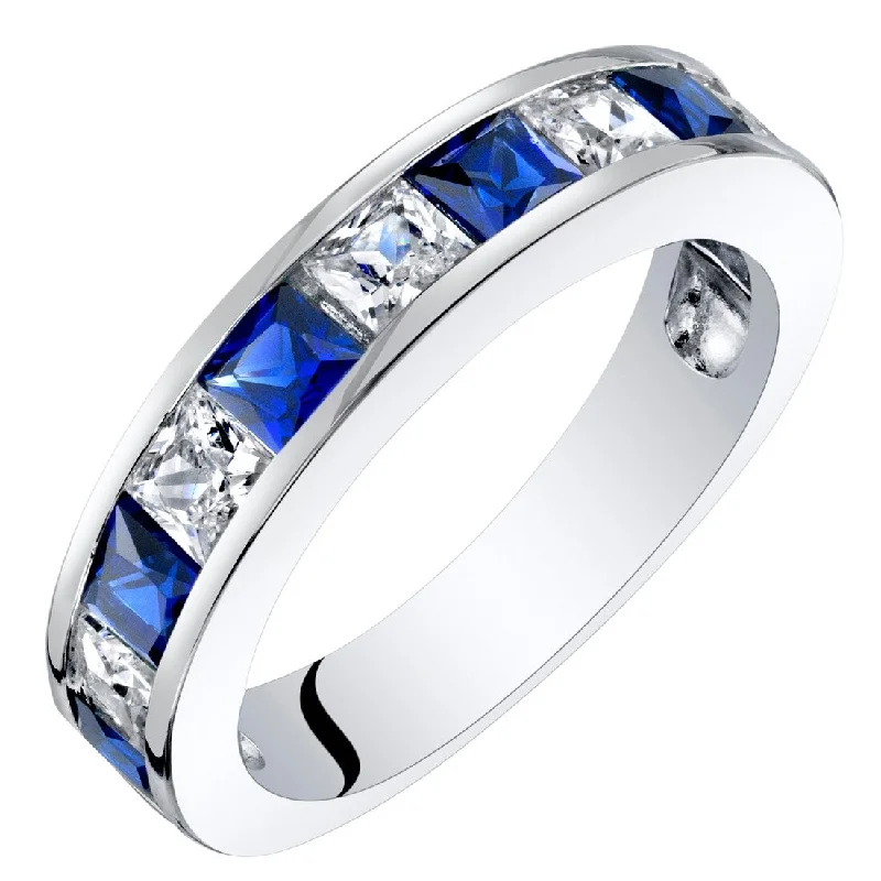 Women’s trendy ring-Sterling Silver 1 ct Created Sapphire Birthstone Ring