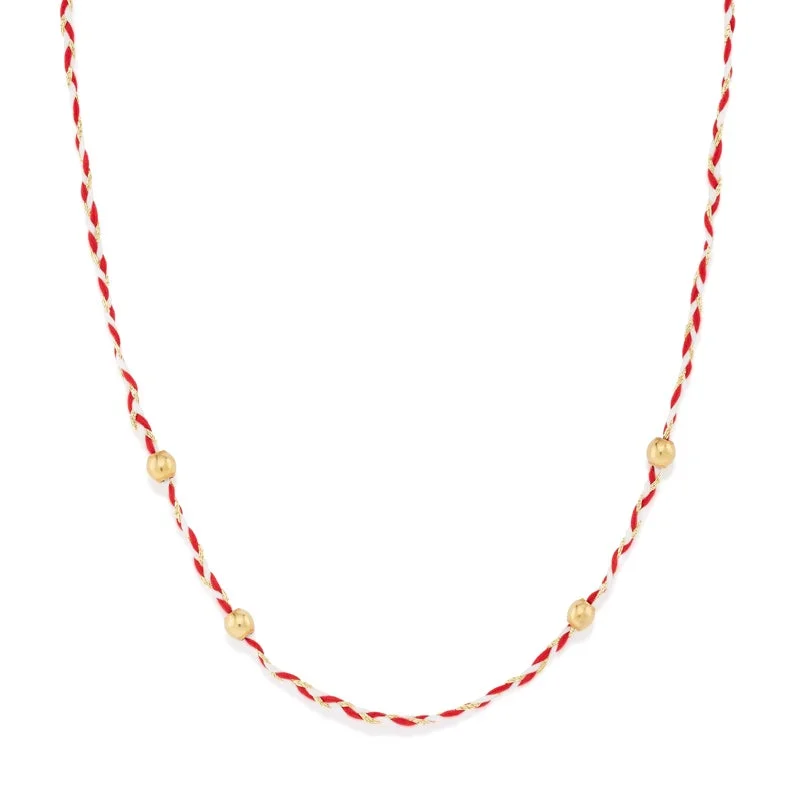 Women’s gemstone pendant necklace-Red + White Precious Threads Necklace