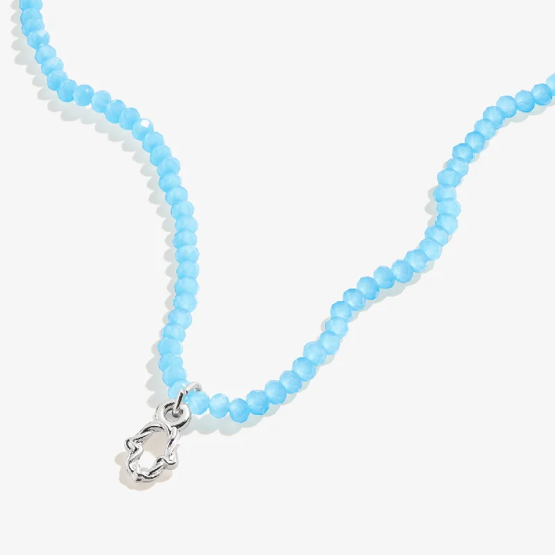 Women’s eternity necklace-Protection Hamsa + Blue Bead Necklace, Adjustable