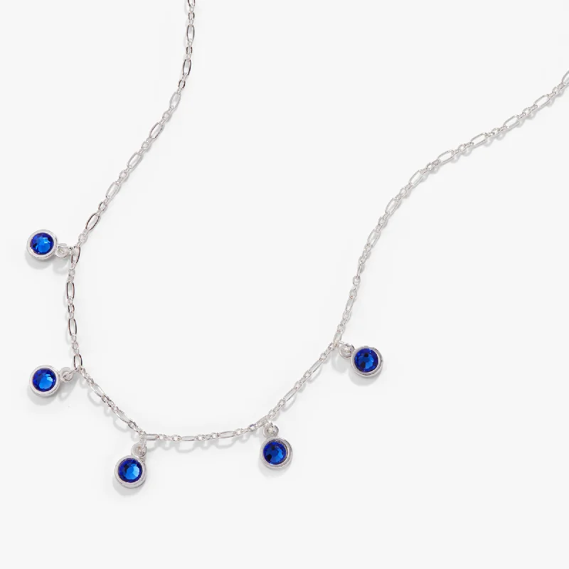 Women’s diamond-encrusted necklace-Multi-Crystal Necklace, Sapphire