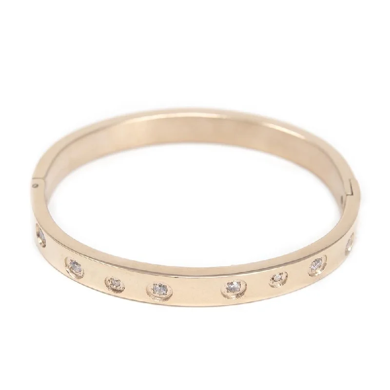 Women’s silver bangles-Stainless St Kids Bangle W CZ Inlay Rose Gold Pl