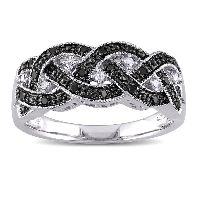 Women’s oval ring-Haylee Jewels 1/6ct TDW Black and White Diamond Ring Sterling Silver