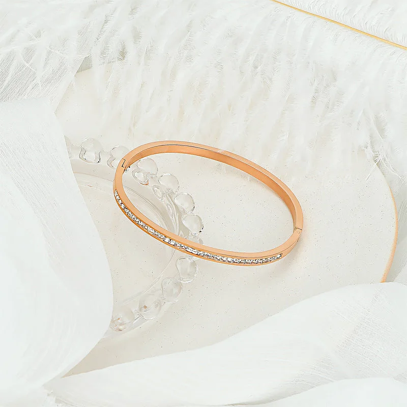 Half Circle Full Diamond Rose Gold Bracelet