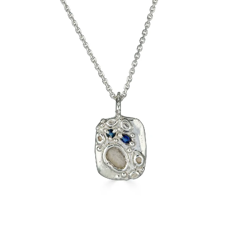 Women’s sparkly diamond necklace-The Nereids Medallion, Silver