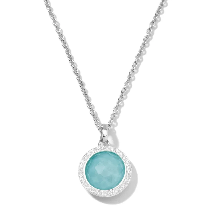 Women’s silver necklace-Mini Pendant Necklace in Sterling Silver with Diamonds