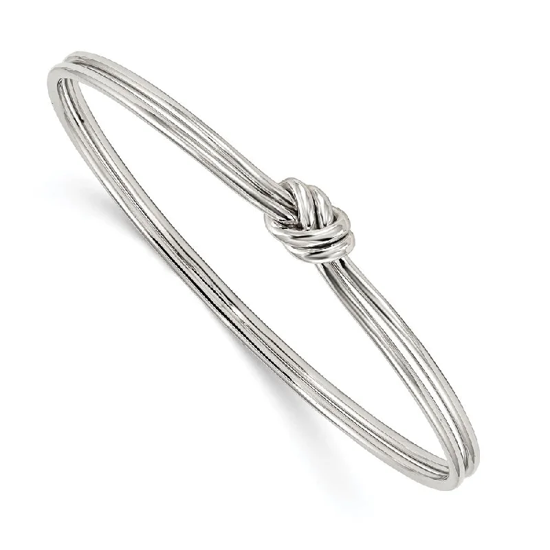 Women’s gold-plated bracelet-Sterling Silver Rhodium-plated Polished Knot Slip on Bangle-WBC-QB1080