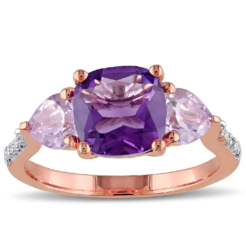 Women’s diamond-studded ring-Miadora Rose Plated Silver Multi-gemstone and Diamond Accent Ring - Purple