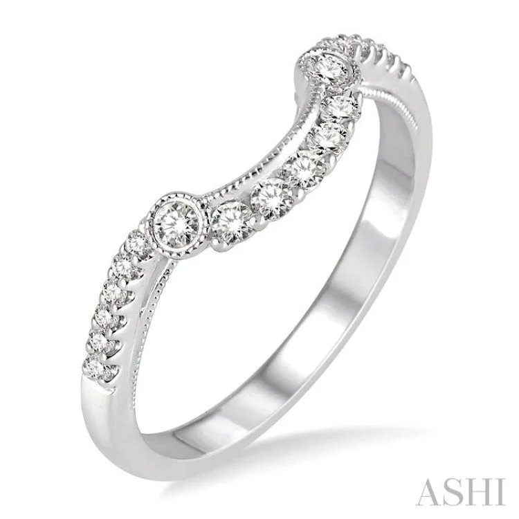 Women’s trendy engagement rings-1/5 Ctw Round Cut Diamond Wedding Band in 14K White Gold