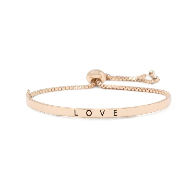 Women’s gold tennis bracelet-Inspirational Adjustable Bangle-Love Rose Gold Tone