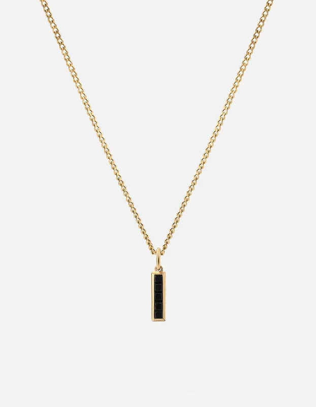 Women’s luxury gold necklace-Slim Totem Onyx Necklace, Gold Vermeil