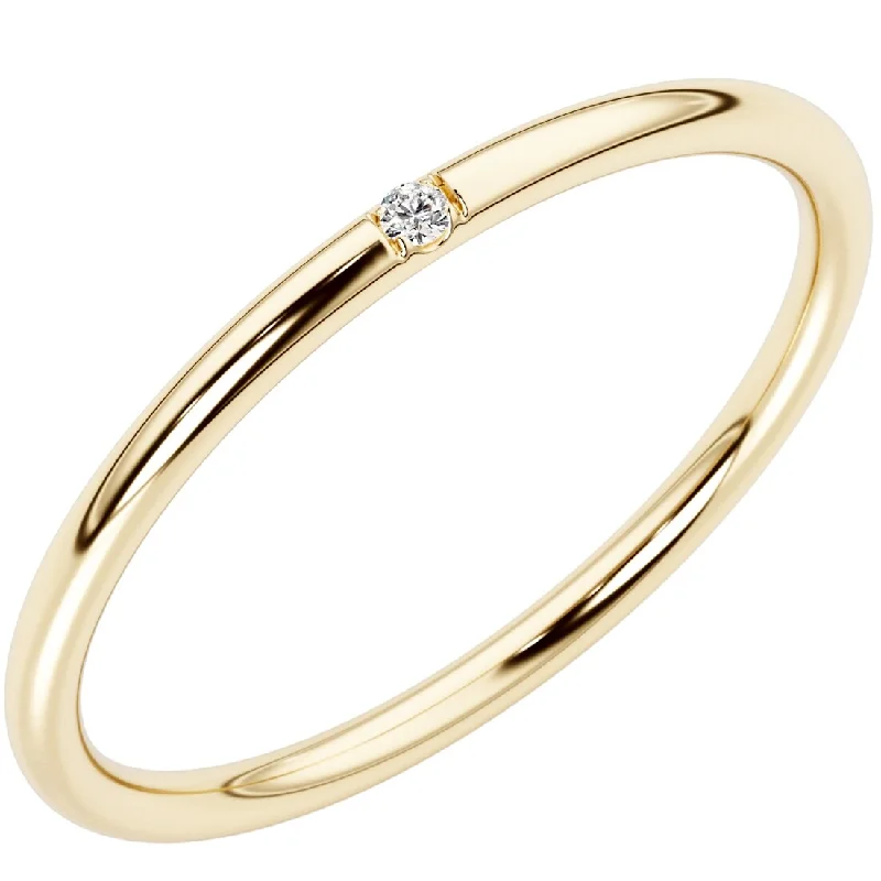 Women’s heart-shaped ring-14k Gold Plated Sterling Silver Lab Diamond Minimalist Stacking Ring Band