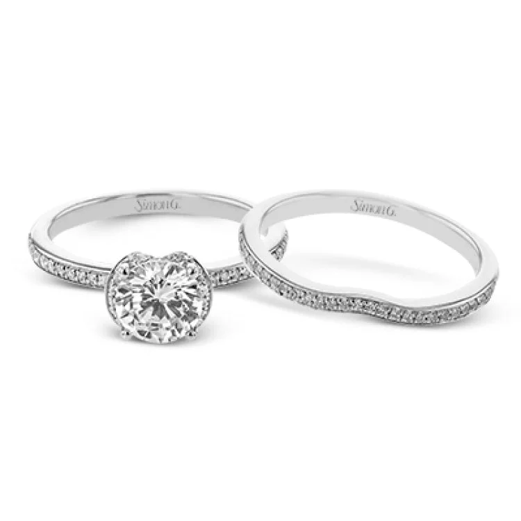 Women’s cushion cut solitaire engagement rings-LR3065 WEDDING SET