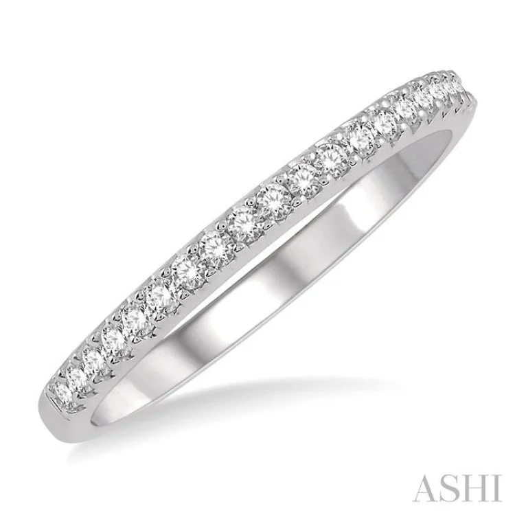 Women’s eternity band engagement rings-1/5 Ctw Round Cut Diamond Wedding Band in 14K White Gold