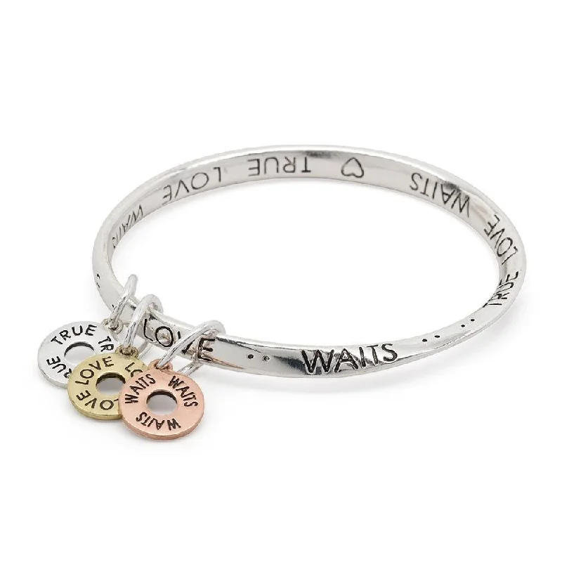 Women’s exclusive bracelet-Inspirational Twisted Bangle True Love Waits