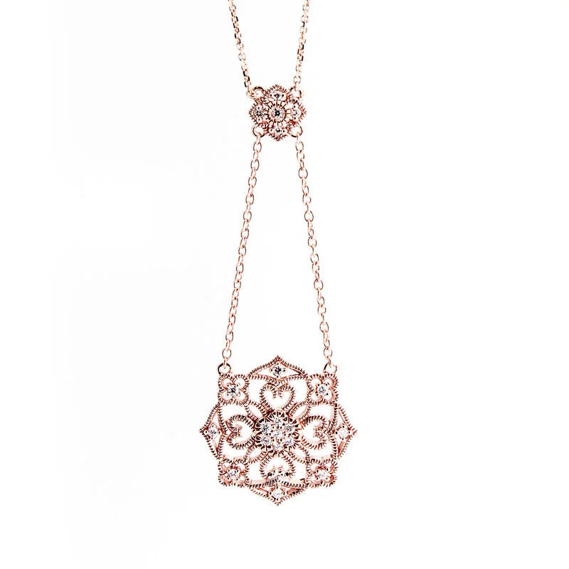 Women’s luxury sapphire necklace-Bellagio Collection Rose Gold Drop Diamond Accent Pendant