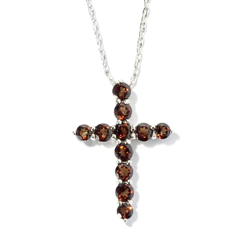 Women’s diamond halo ring-Stering Silver Chacolate Topaz Cross Necklace