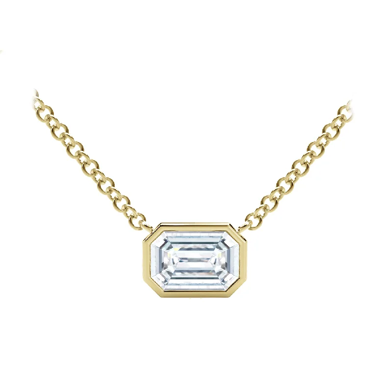 Women’s chunky gold necklace-De Beers Forevermark 0.3ct Emerald Cut Diamond Necklace