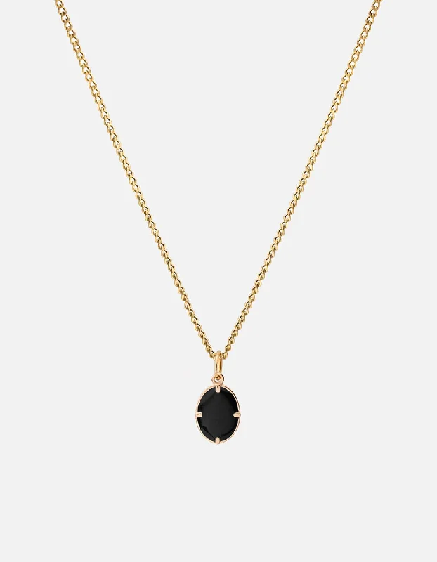 Women’s silver necklace-Portal Pendant Necklace, Gold Vermeil/Black