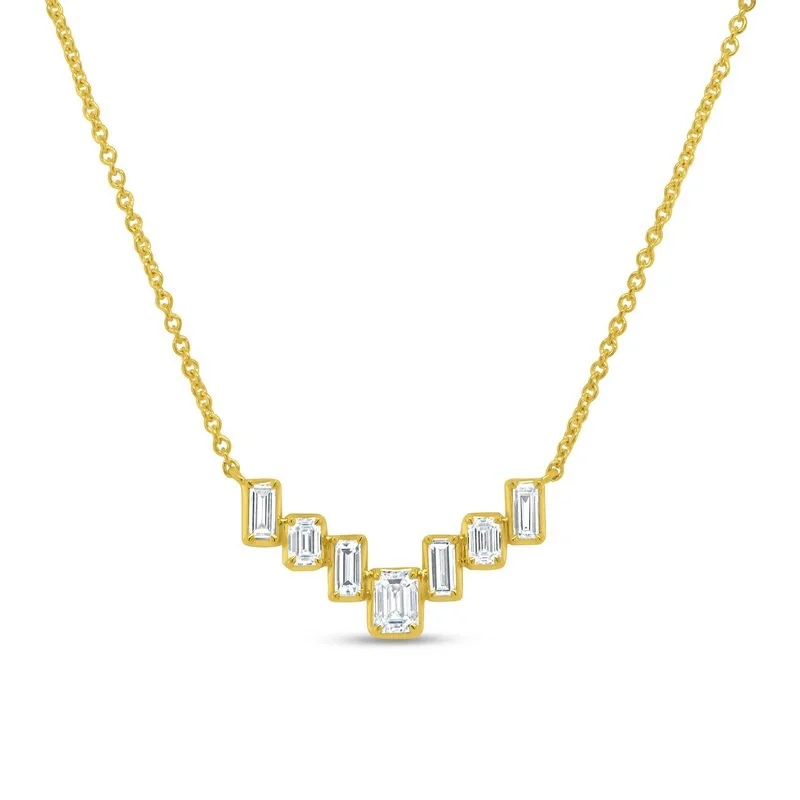 Women’s statement necklace-0.61ctw Diamond Bar Necklace