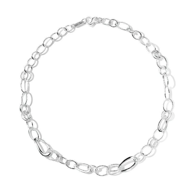 Women’s unique gemstone necklace-Short Cherish Link Necklace in Sterling Silver