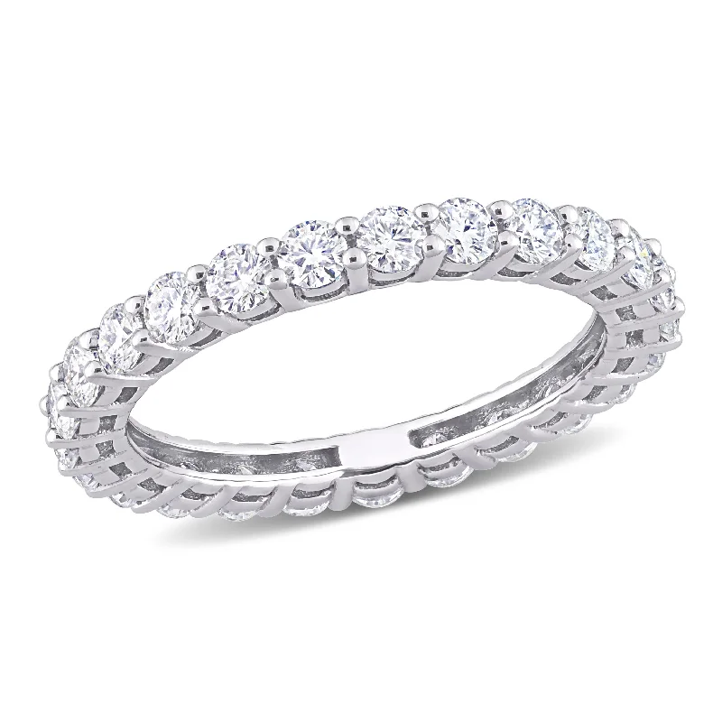 Women’s boho ring-Miadora 1 1/2ct DEW Moissanite Stackable Full-Eternity Band Ring in 10k White Gold