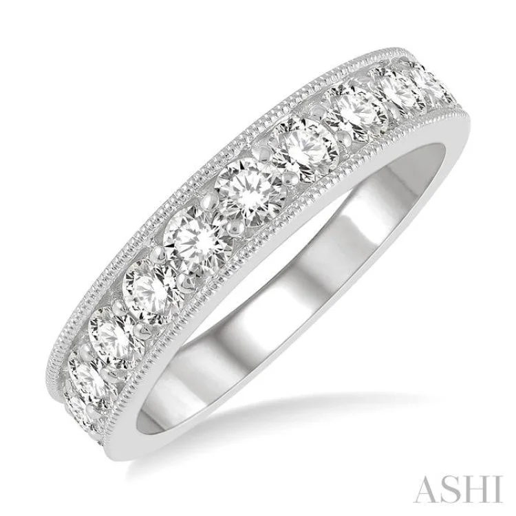 Women’s simple engagement rings-1 Ctw Round Cut Diamond Wedding Band in 14K White Gold