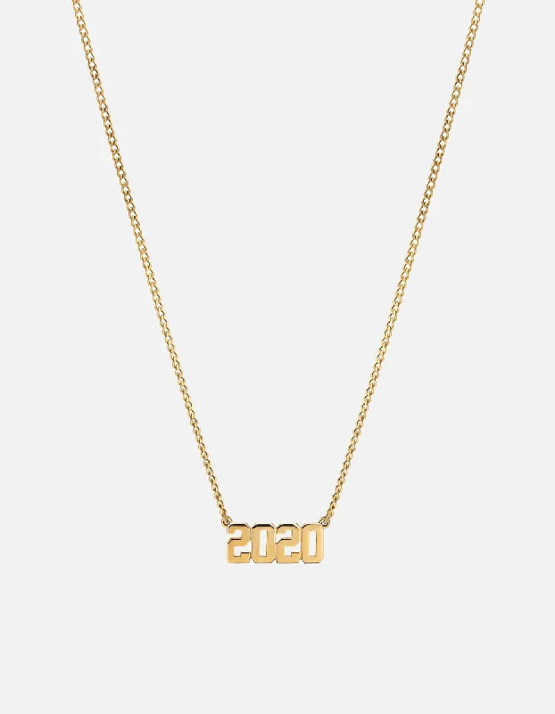 Women’s long necklace-Numero Necklace, 14k Gold