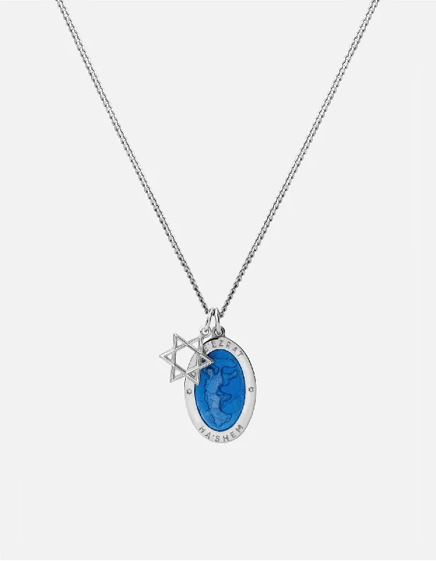 Women’s long necklace-Prophet Necklace, Sterling Silver/Blue