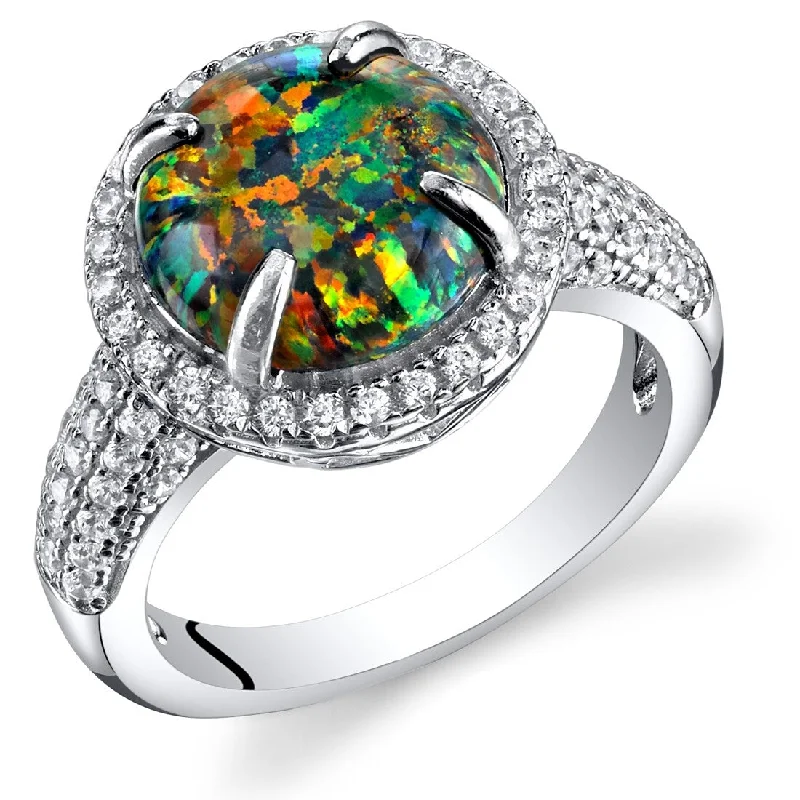 Women’s vintage-inspired ring-Sterling Silver 1.5 ct Black Opal Ring