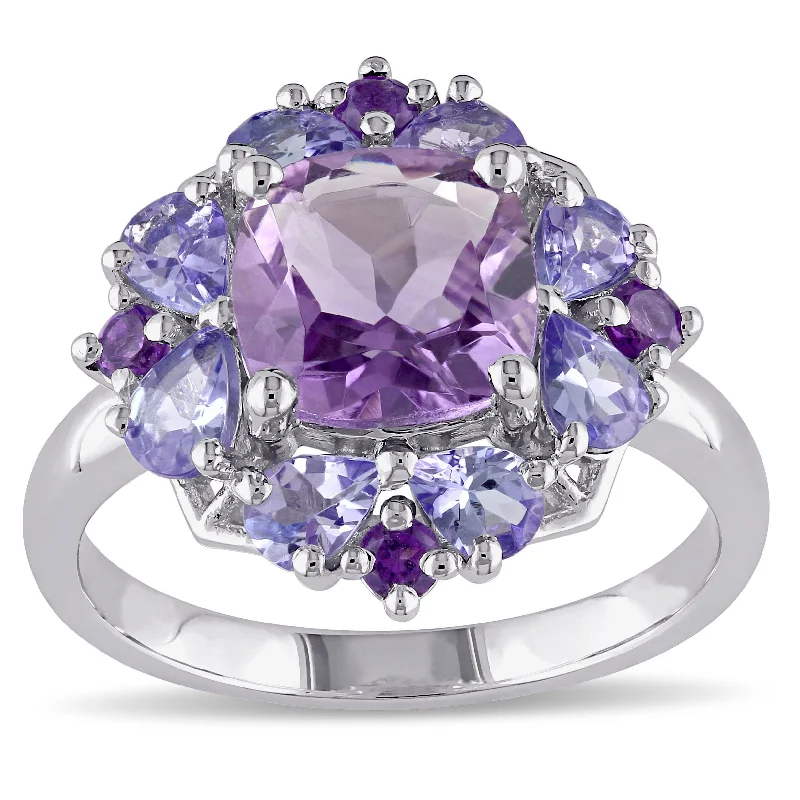 Women’s pearl ring-Miadora Sterling Silver Amethyst and Tanzanite Ring - Purple