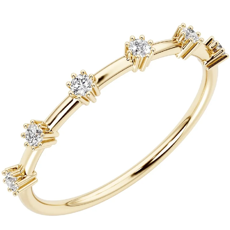 Women’s stacked rings-14k Gold Plated Sterling Silver Lab Diamond 1/10 ct Stacking Ring Band