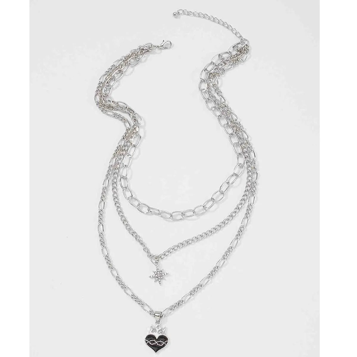 Women’s engraved necklace-Lady Star Heart Shape Alloy Women's Layered Necklaces