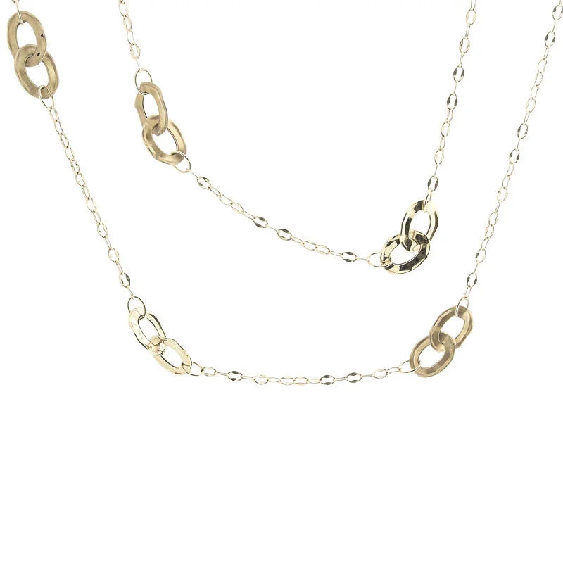 Women’s multi-strand necklace-Italian gold double loop station necklace