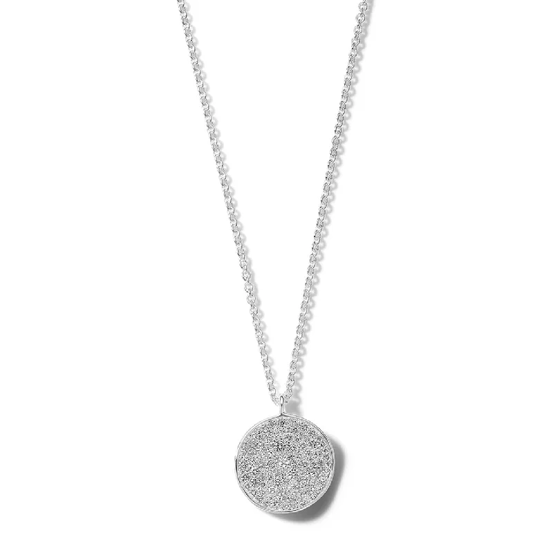 Women’s gold necklace-Medium Flower Pendant Necklace in Sterling Silver with Diamonds