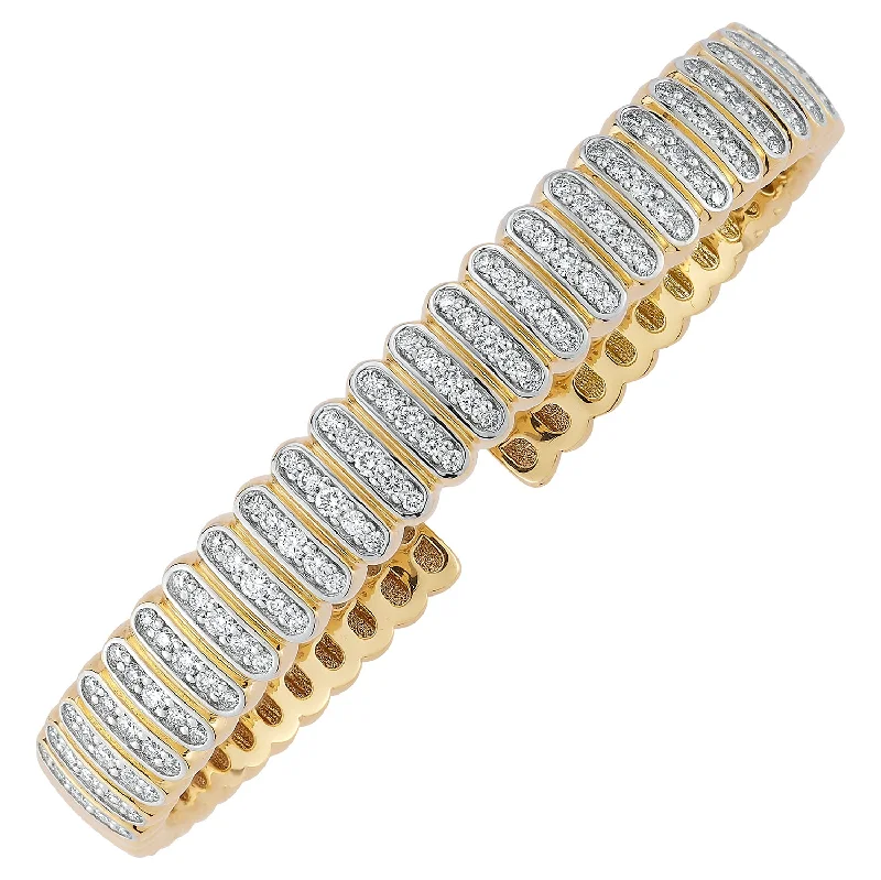 Women’s gold tennis bracelet-Diamond Rivet Bangle in 14K Two Tone Gold