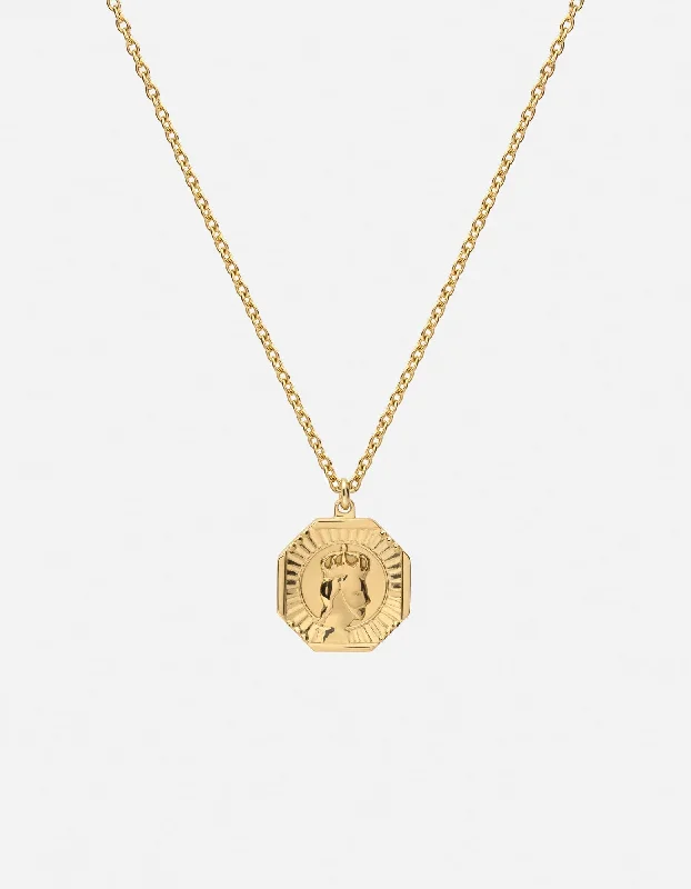 Women’s charm necklace-Faceless King Necklace, Gold Vermeil