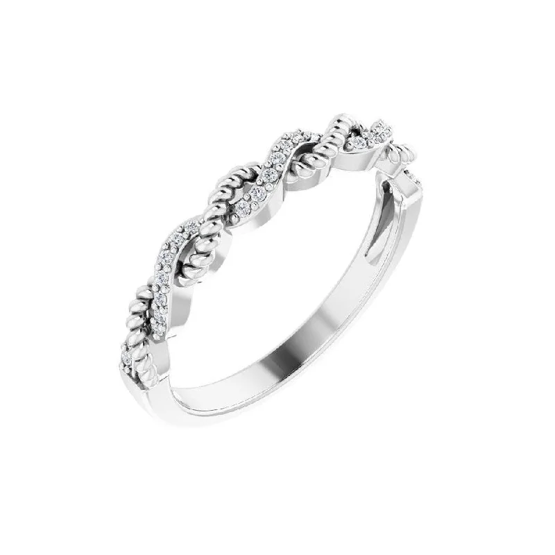 Women’s sapphire engagement ring-14K White Gold .08 CTW Diamond Stackable Ring for Women