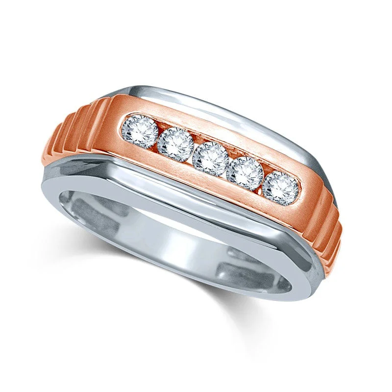 Women’s diamond ring engagement set-Men's 0.50 CT. T.W. Natural Diamond Anniversary Ring in Solid 10K Two-Tone Gold